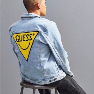 guess x chinatown market x smiley uo exclusive denim trucker jacket